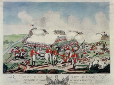 Battle of New Orleans and Death of Major General Packenham on the 8th of January, 1815, engraved by J. Yeager, published by McCarly and Davis by Benjamin West